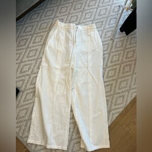 Zara White Linen Pants (sz Medium, but adjustable to L)